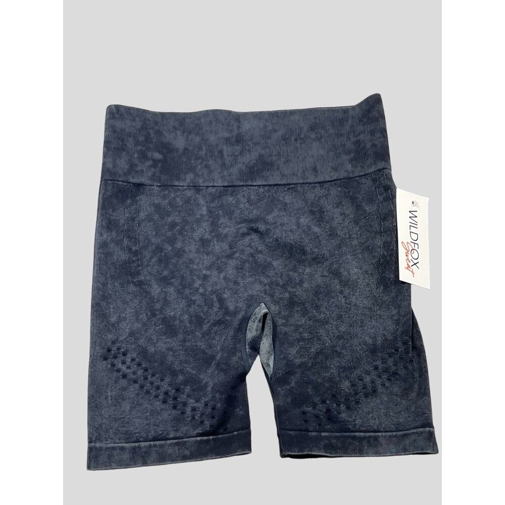Wildfox High Rise Bike Shorts Ribbed Waistband Leg Vents 4 Way Stretch Gray M